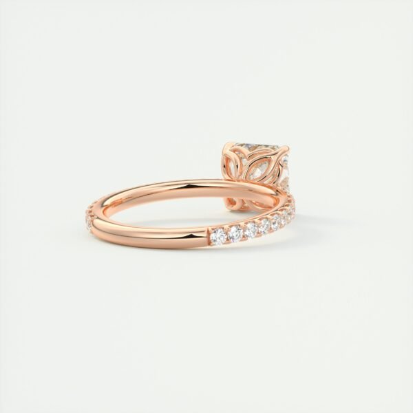 Emerald Cut Diamond Solitaire Ring with Micro-Pave Band - Image 4