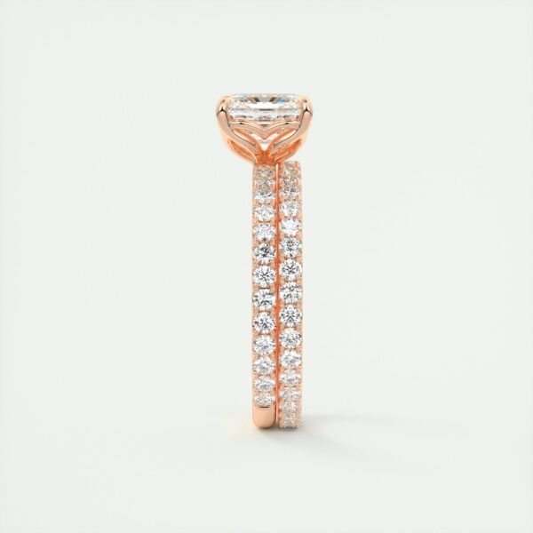 Emerald Cut Diamond Solitaire Ring with Micro-Pave Band - Image 5