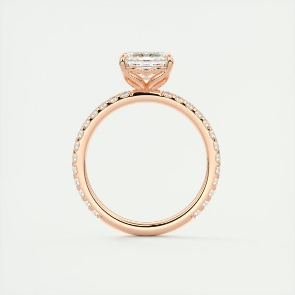 Emerald Cut Diamond Solitaire Ring with Micro-Pave Band - Image 8