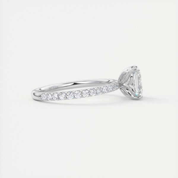 Emerald Cut Diamond Solitaire Ring with Micro-Pave Band - Image 12