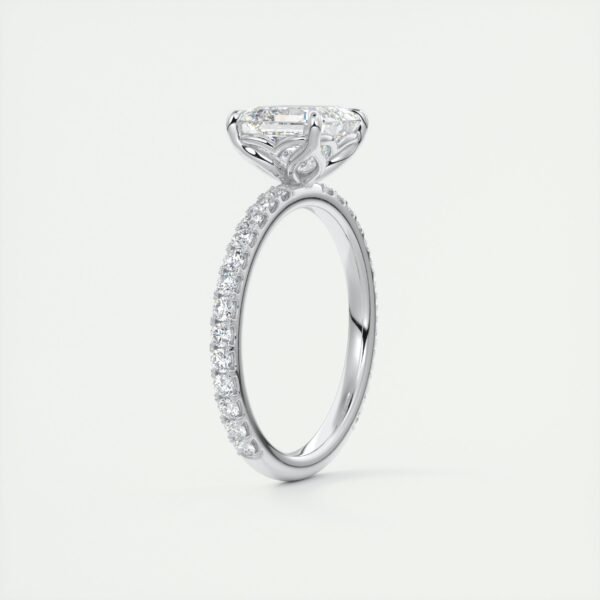 Emerald Cut Diamond Solitaire Ring with Micro-Pave Band - Image 16