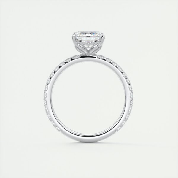 Emerald Cut Diamond Solitaire Ring with Micro-Pave Band - Image 17