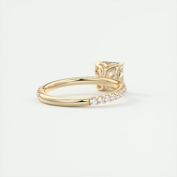 Emerald Cut Diamond Solitaire Ring with Micro-Pave Band - Image 22