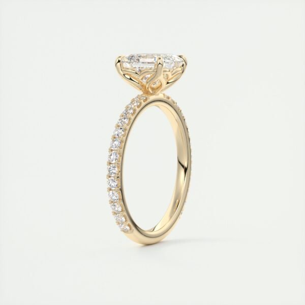 Emerald Cut Diamond Solitaire Ring with Micro-Pave Band - Image 25
