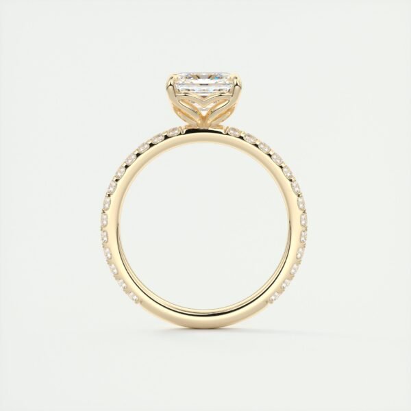 Emerald Cut Diamond Solitaire Ring with Micro-Pave Band - Image 26