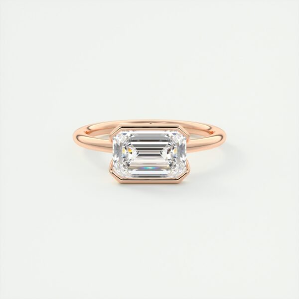 Emerald Cut Diamond Bezel Solitaire Ring