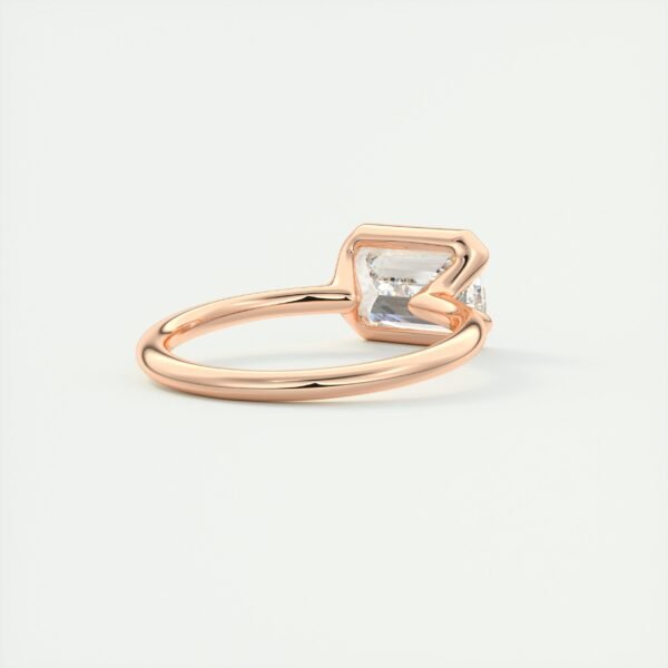 Emerald Cut Diamond Bezel Solitaire Ring - Image 3