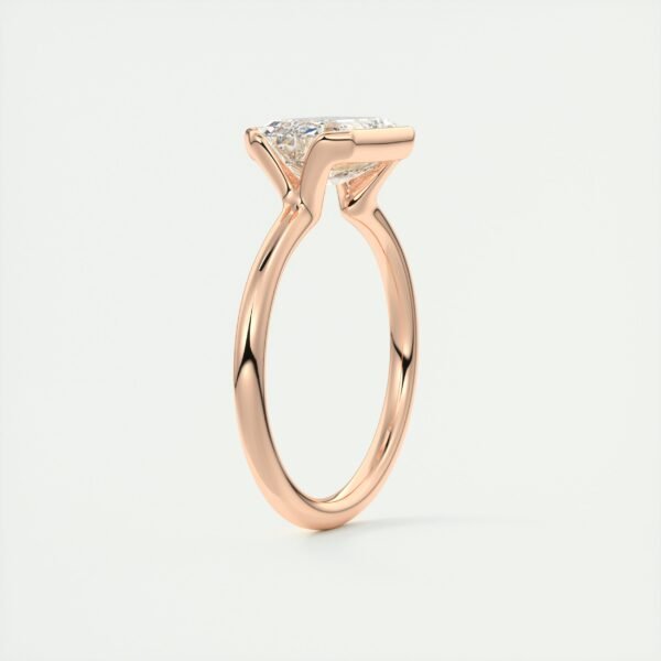 Emerald Cut Diamond Bezel Solitaire Ring - Image 5