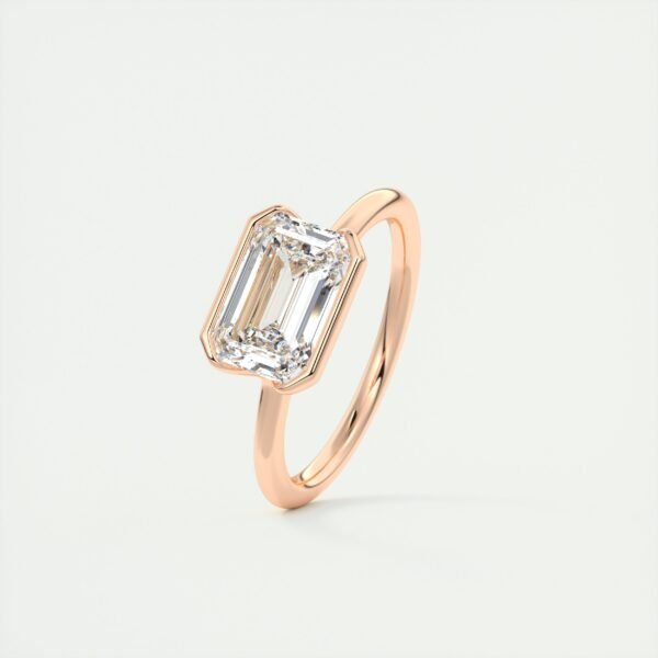 Emerald Cut Diamond Bezel Solitaire Ring - Image 7