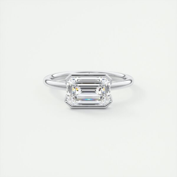 Emerald Cut Diamond Bezel Solitaire Ring - Image 8