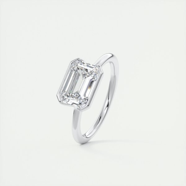 Emerald Cut Diamond Bezel Solitaire Ring - Image 14