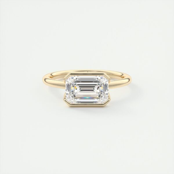 Emerald Cut Diamond Bezel Solitaire Ring - Image 16