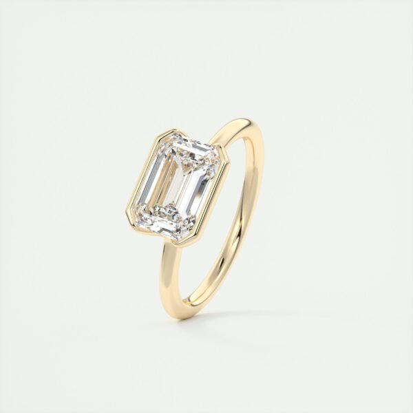 Emerald Cut Diamond Bezel Solitaire Ring - Image 28