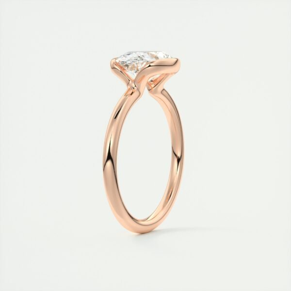 Oval Diamond Bezel Solitaire Ring - Image 5