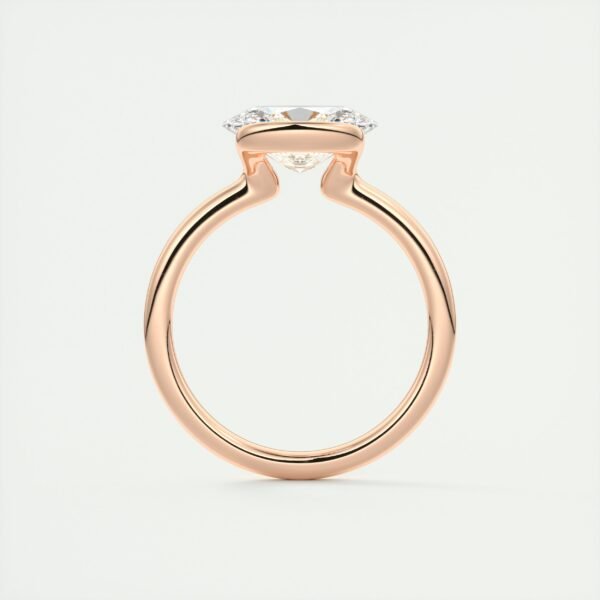 Oval Diamond Bezel Solitaire Ring - Image 6