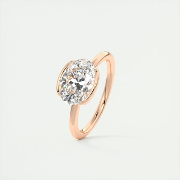 Oval Diamond Bezel Solitaire Ring - Image 7