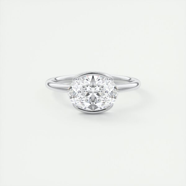 Oval Diamond Bezel Solitaire Ring - Image 8