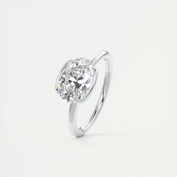 Oval Diamond Bezel Solitaire Ring - Image 14