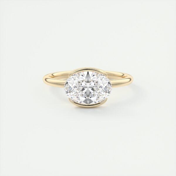 Oval Diamond Bezel Solitaire Ring - Image 16