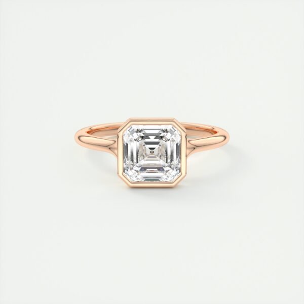 Asscher Cut Diamond Bezel Solitaire Ring