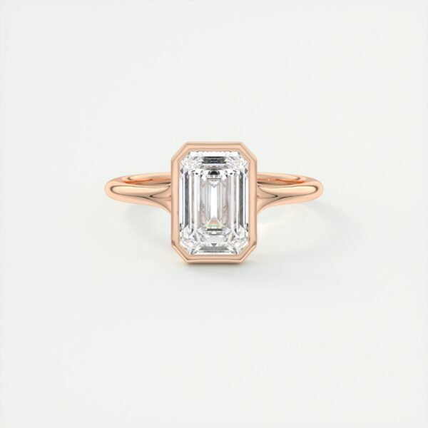 Emerald Cut Diamond Bezel Solitaire Ring