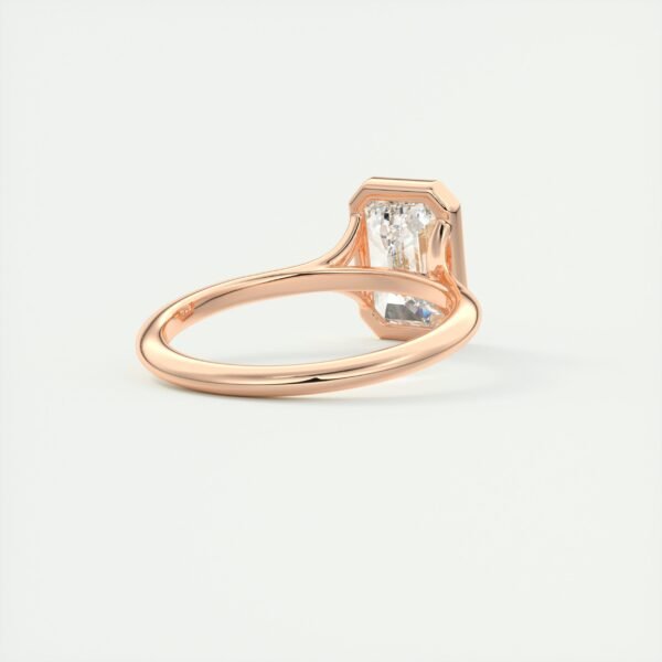 Emerald Cut Diamond Bezel Solitaire Ring - Image 3