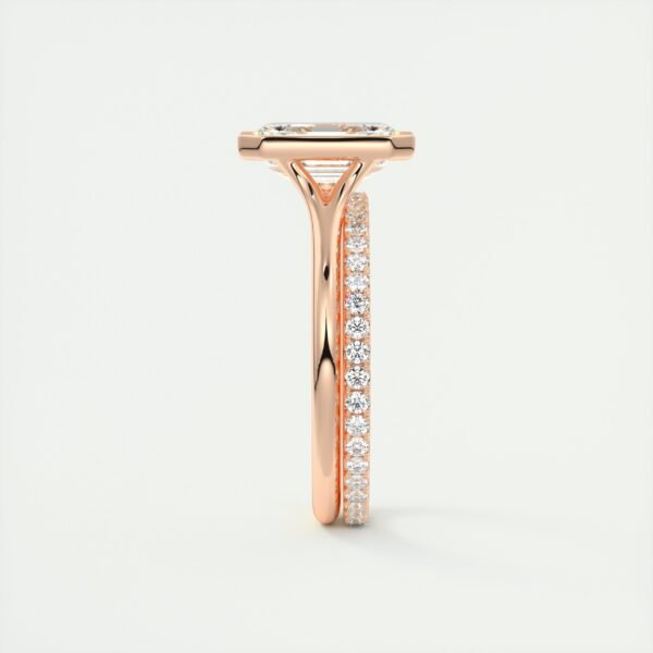 Emerald Cut Diamond Bezel Solitaire Ring - Image 4
