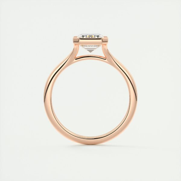 Emerald Cut Diamond Bezel Solitaire Ring - Image 6