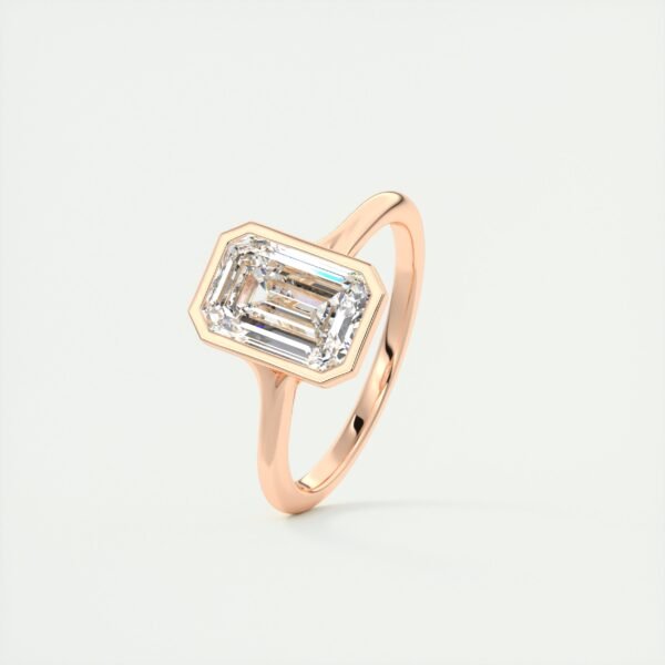 Emerald Cut Diamond Bezel Solitaire Ring - Image 7