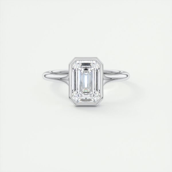 Emerald Cut Diamond Bezel Solitaire Ring - Image 8