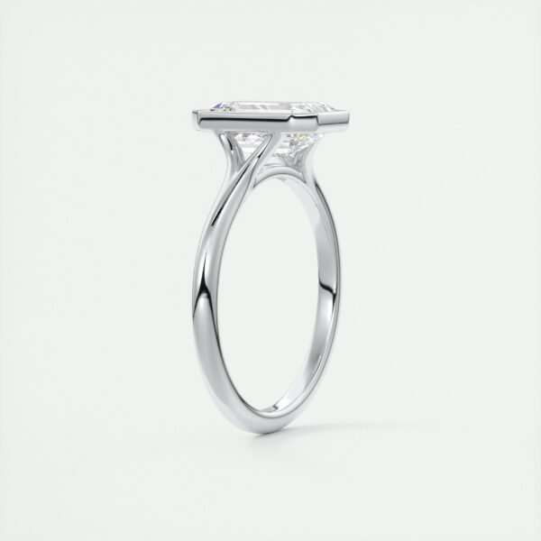 Emerald Cut Diamond Bezel Solitaire Ring - Image 12