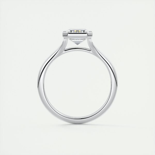 Emerald Cut Diamond Bezel Solitaire Ring - Image 13