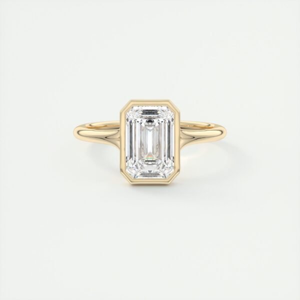 Emerald Cut Diamond Bezel Solitaire Ring - Image 15