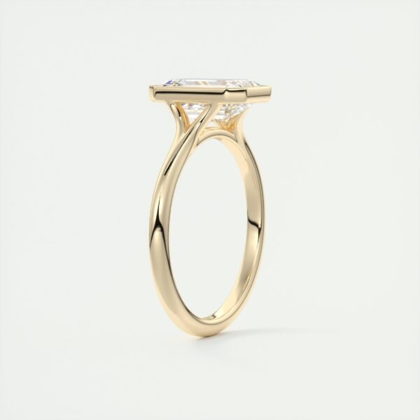 Emerald Cut Diamond Bezel Solitaire Ring - Image 19