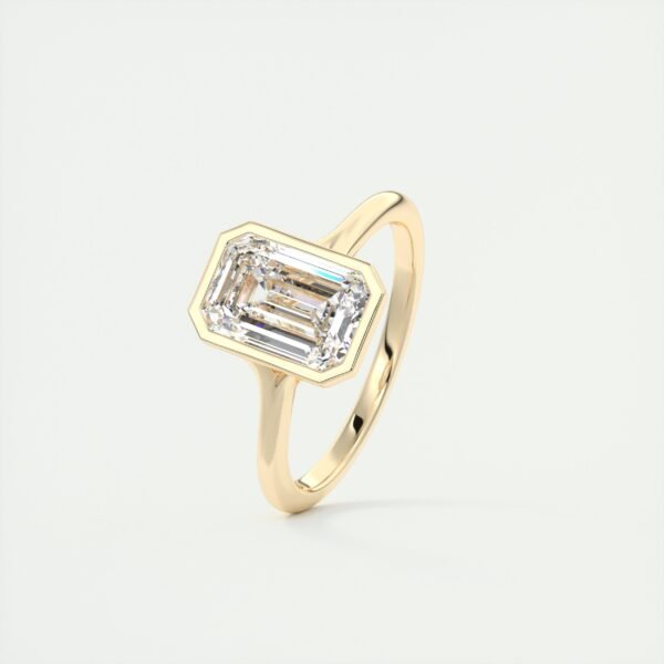 Emerald Cut Diamond Bezel Solitaire Ring - Image 21