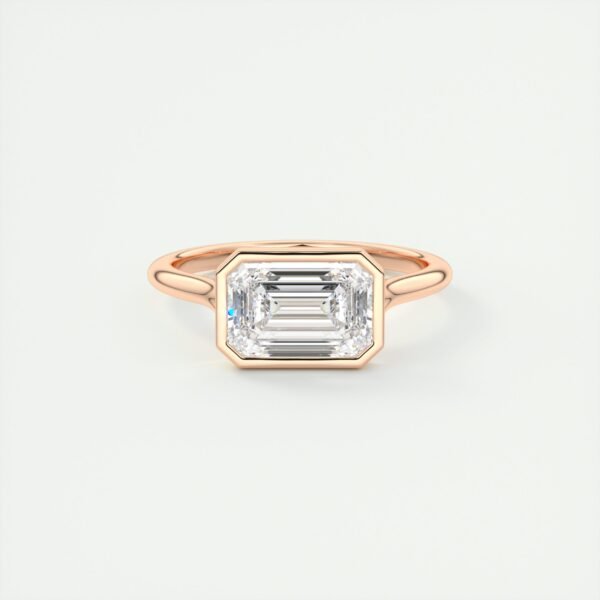 Emerald Cut Diamond Bezel Solitaire Ring