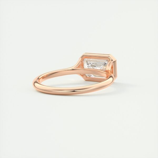 Emerald Cut Diamond Bezel Solitaire Ring - Image 3