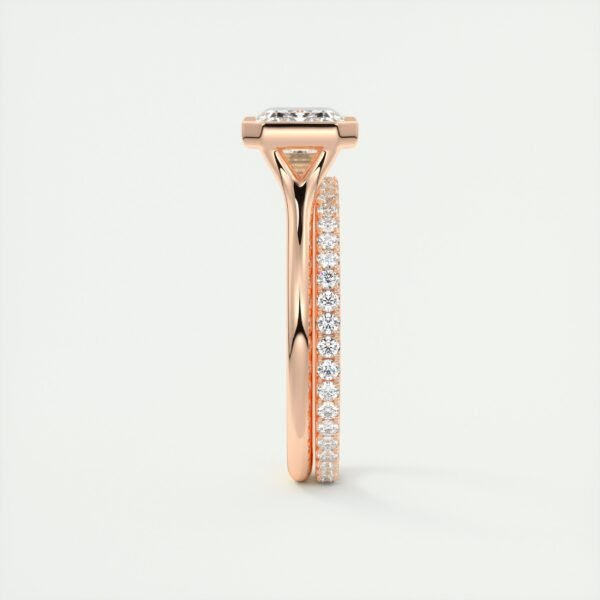 Emerald Cut Diamond Bezel Solitaire Ring - Image 4