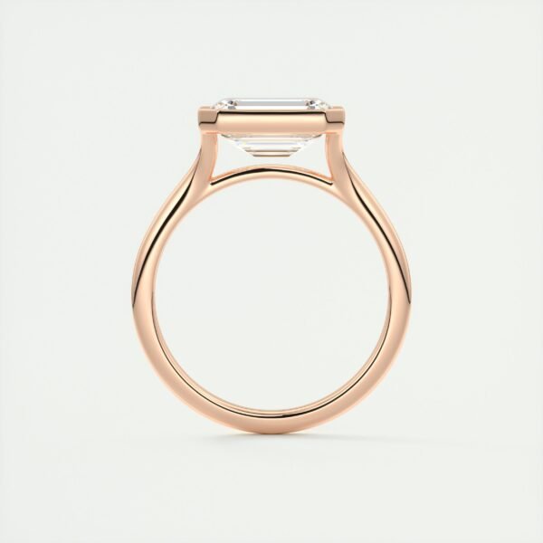 Emerald Cut Diamond Bezel Solitaire Ring - Image 6