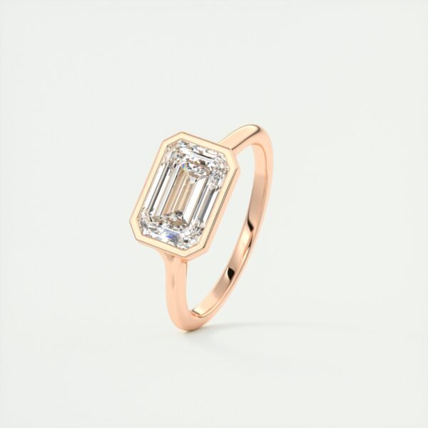 Emerald Cut Diamond Bezel Solitaire Ring - Image 8