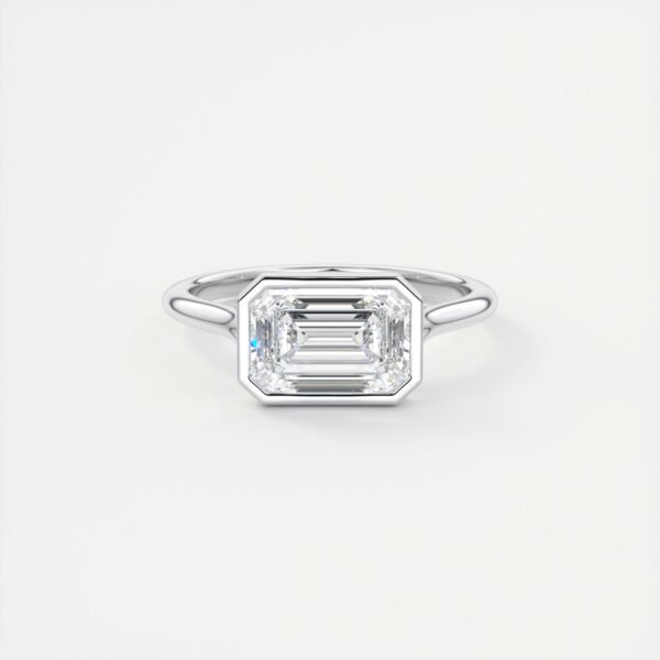 Emerald Cut Diamond Bezel Solitaire Ring - Image 9