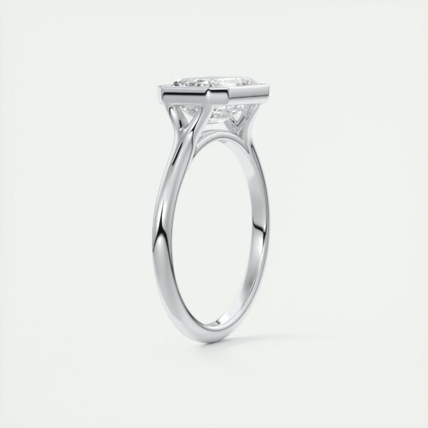 Emerald Cut Diamond Bezel Solitaire Ring - Image 13