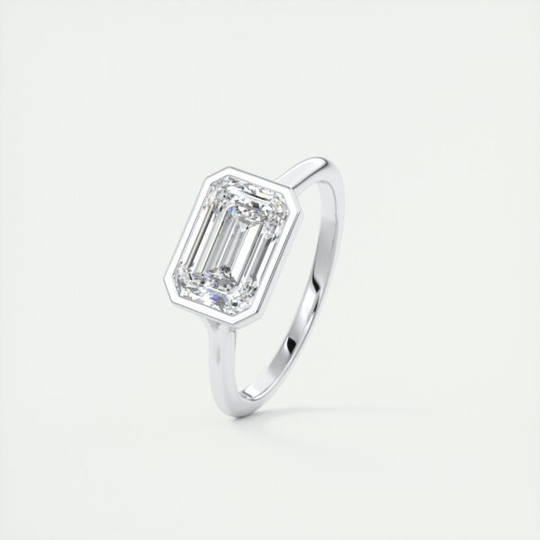 Emerald Cut Diamond Bezel Solitaire Ring - Image 15