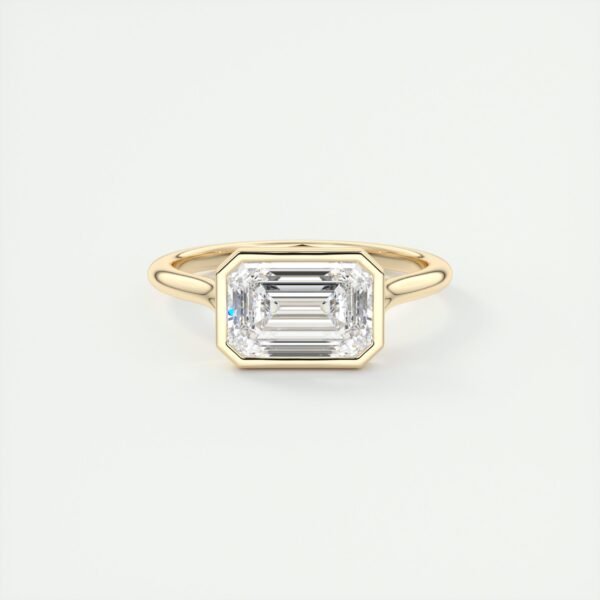Emerald Cut Diamond Bezel Solitaire Ring - Image 16