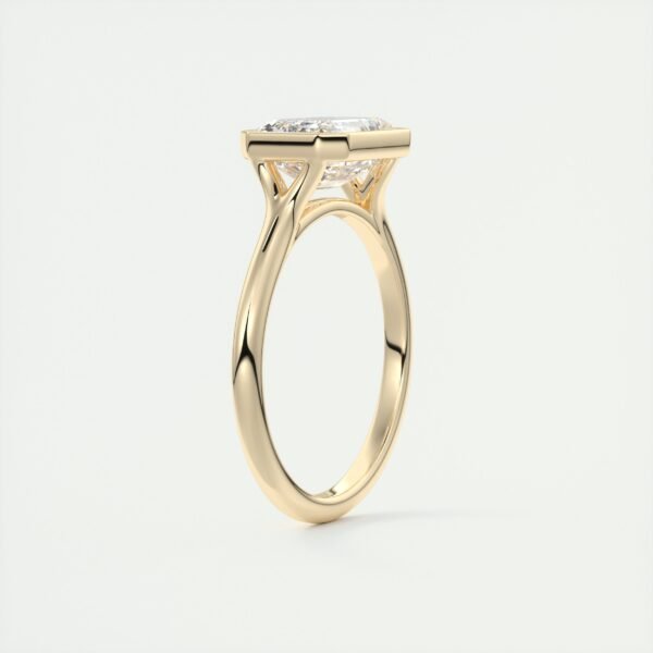 Emerald Cut Diamond Bezel Solitaire Ring - Image 20