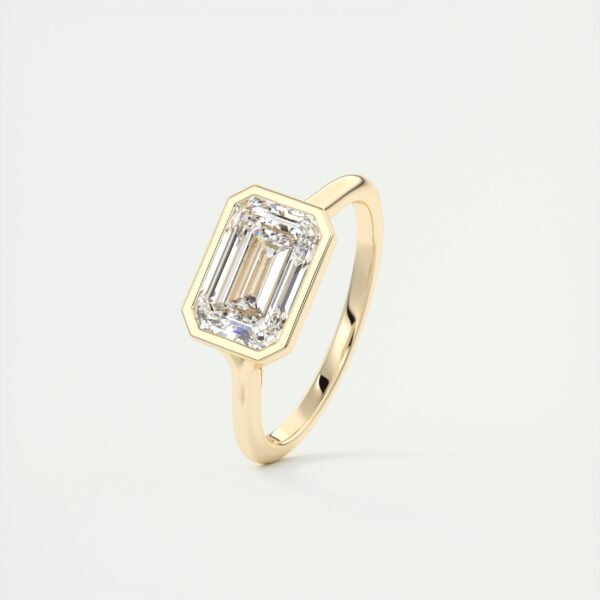 Emerald Cut Diamond Bezel Solitaire Ring - Image 22