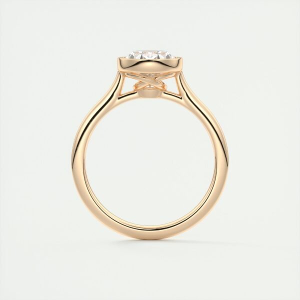 Oval Diamond Bezel Solitaire Ring - Image 6
