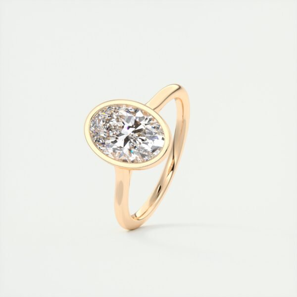 Oval Diamond Bezel Solitaire Ring - Image 7