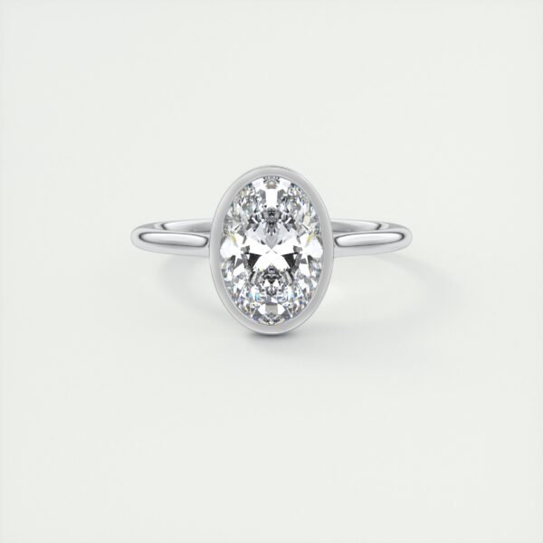Oval Diamond Bezel Solitaire Ring - Image 8