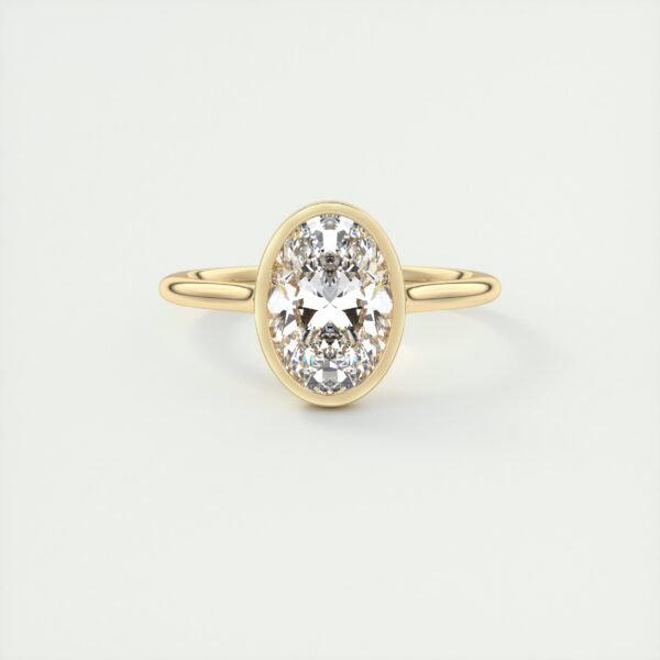 Oval Diamond Bezel Solitaire Ring - Image 14
